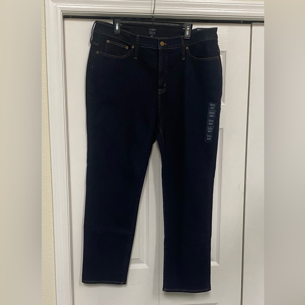 J. Crew Essential Straight Jeans All Day Stretch in Black NWT Size 34T